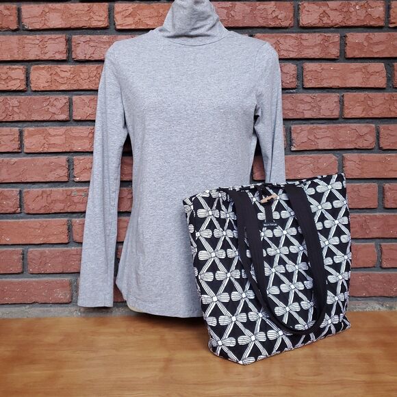 Bella Taylor Handbags - Bella Taylor Tote Shoulder Bag Black White 100% Cotton Double Handle Cross Charm